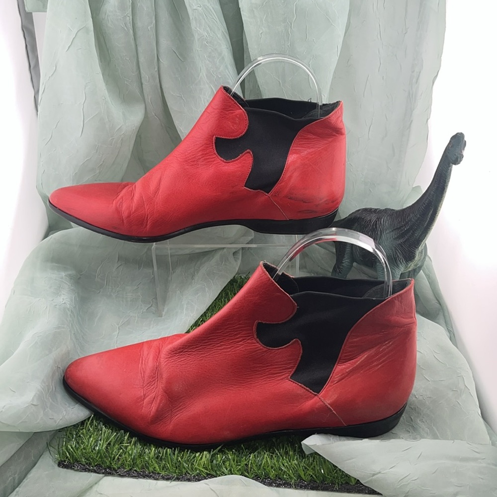 Vintage Silvano for Nilo Red Leather Ankle Boots | Women’s 7B - Picture 4 of 14